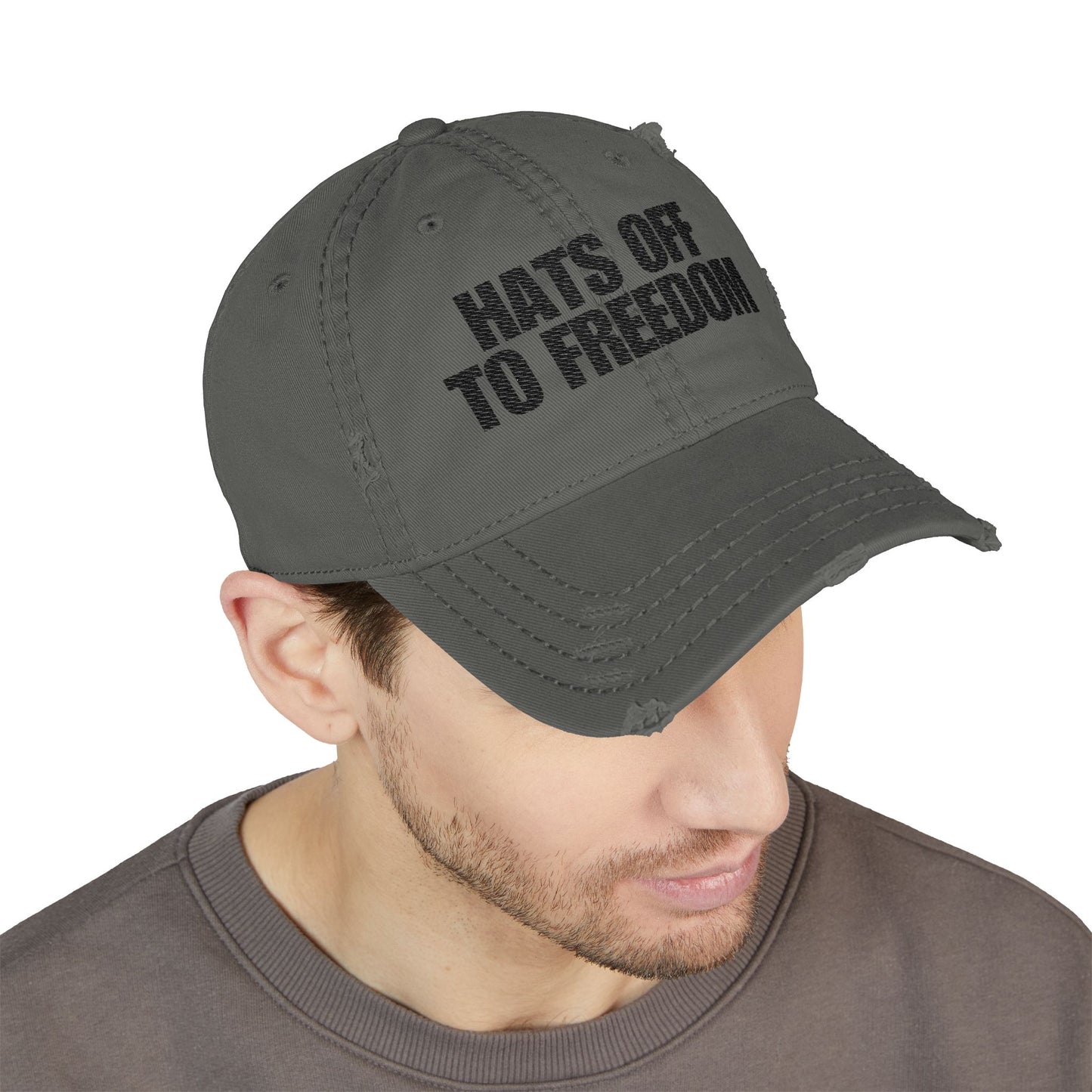 Hats Off to Freedom Distressed Hat -- Black Text