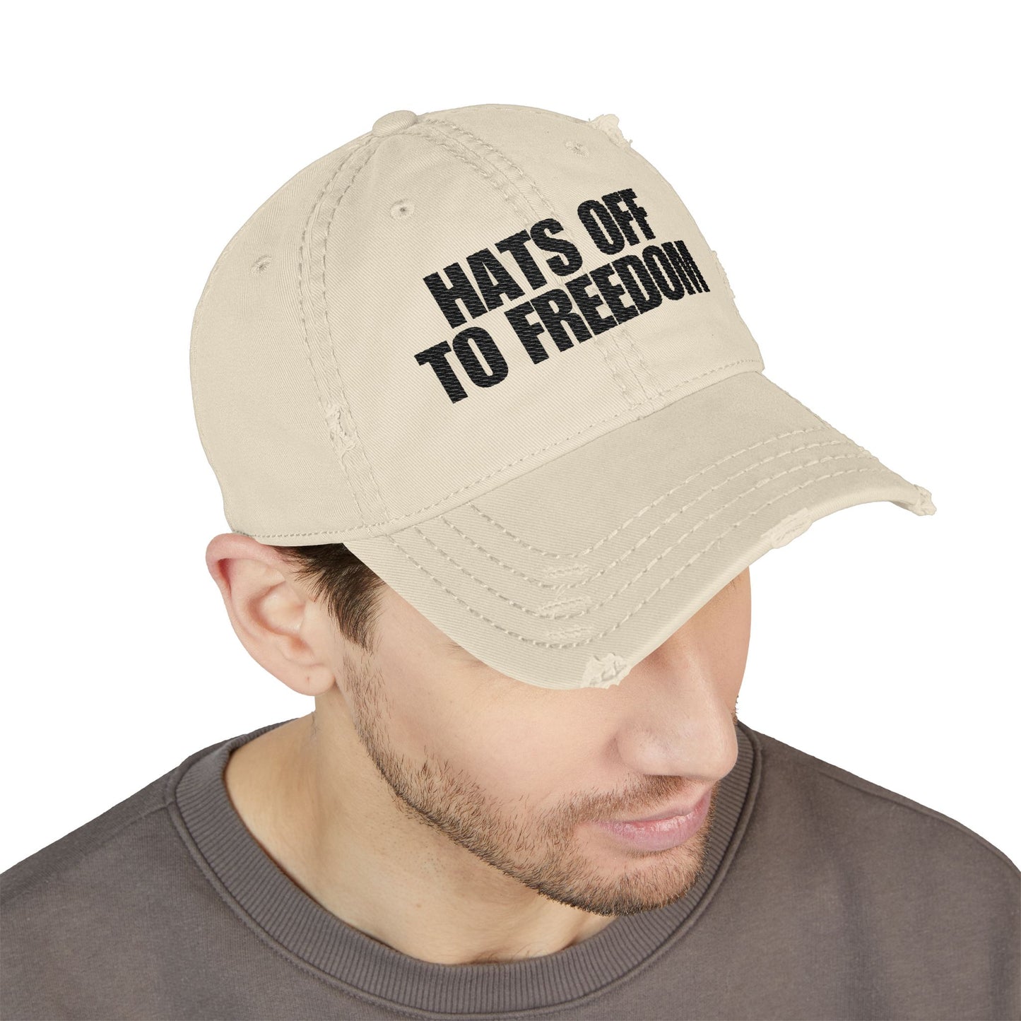 Hats Off to Freedom Distressed Hat -- Black Text