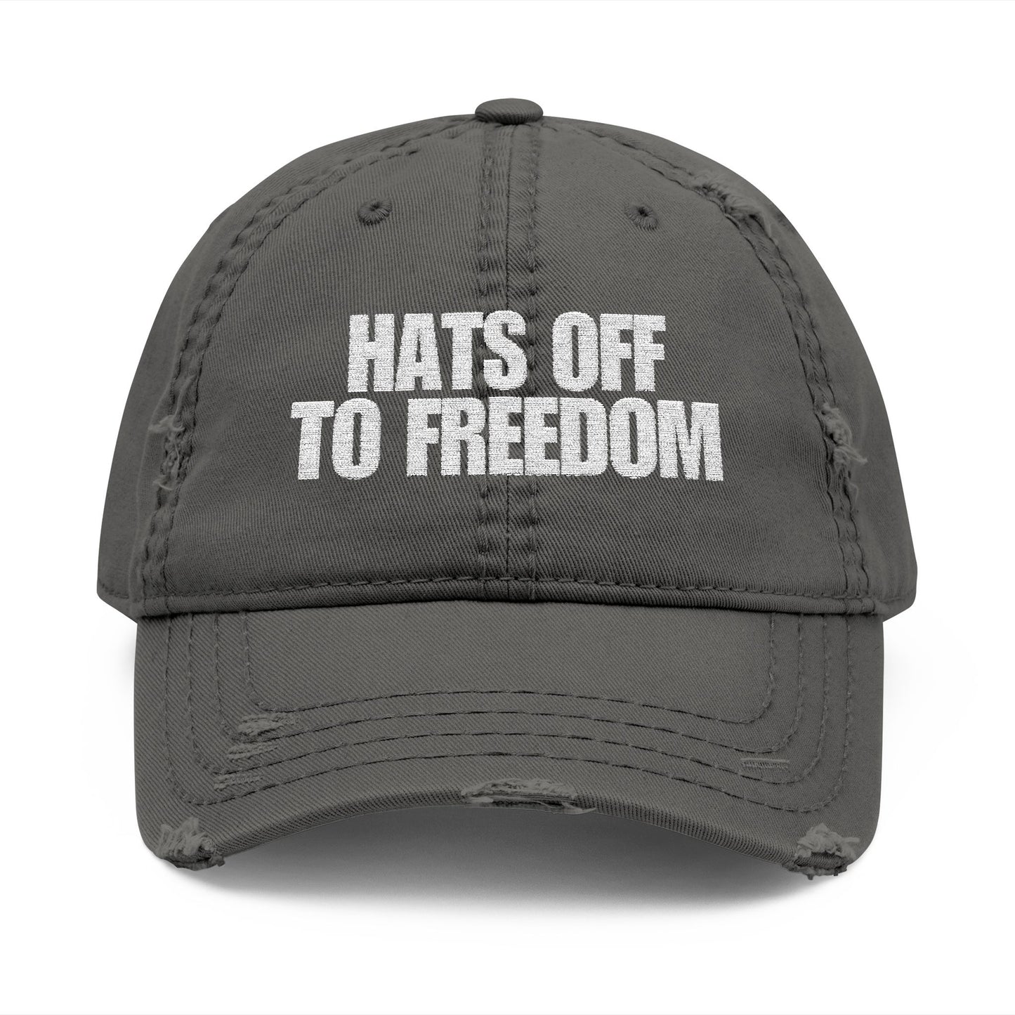Hats Off to Freedom Distressed Hat -- White Text