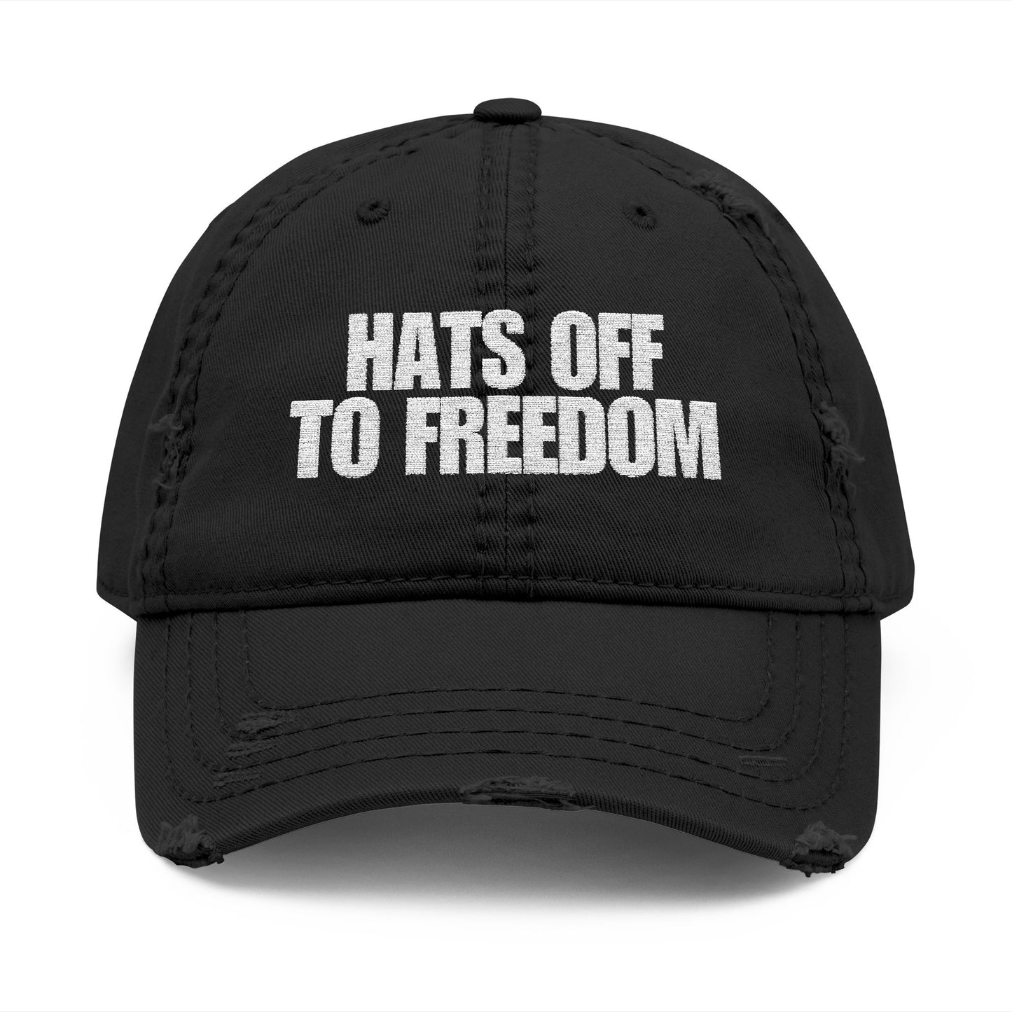 Hats Off to Freedom Distressed Hat -- White Text