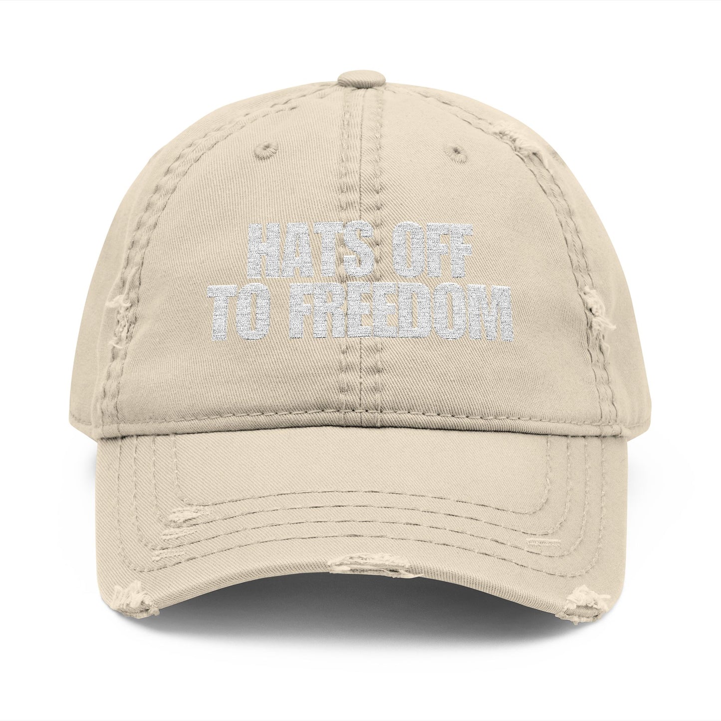 Hats Off to Freedom Distressed Hat -- White Text